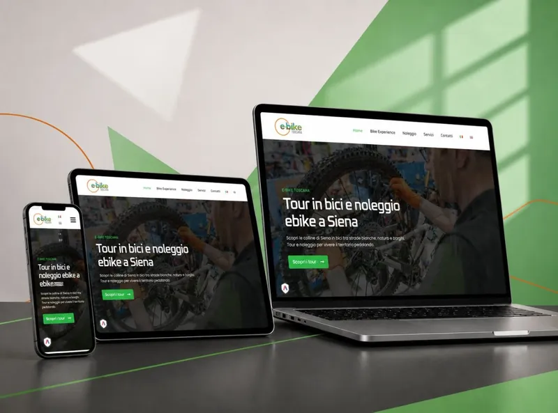 Il sito E-Bike Toscana su computer, tablet e telefono